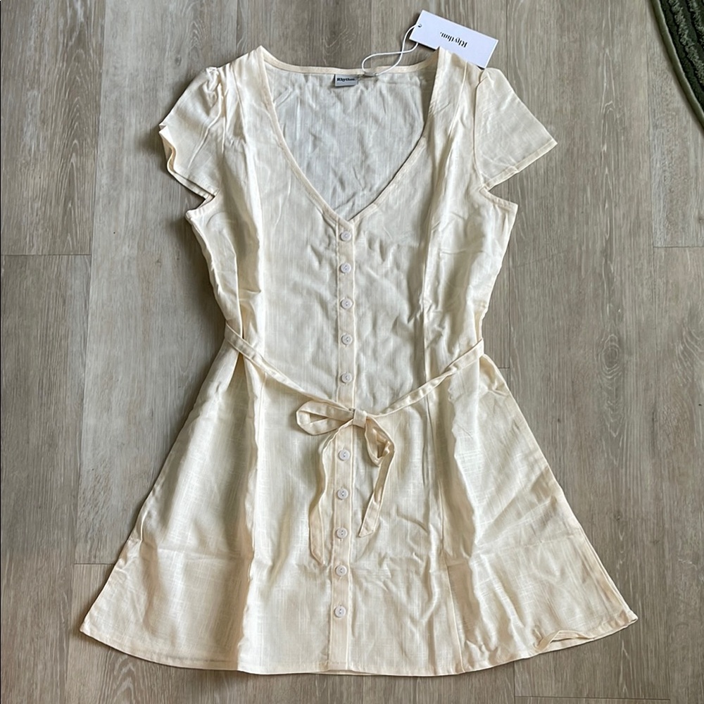 Rhythm Remi cap sleeve dress in cream